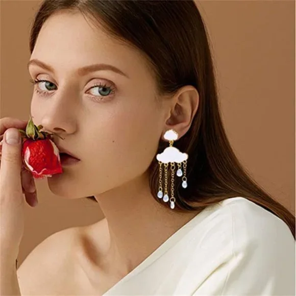 Cloud Drop Gold Earrings - Picture 4 of 7